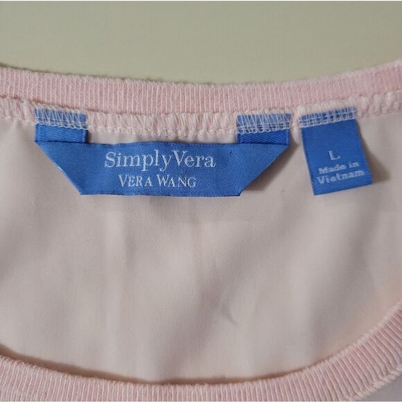Simply Vera Vera Wang Peach Pink Chiffon Sweatshirt Style Pullover Top - Picture 2 of 10